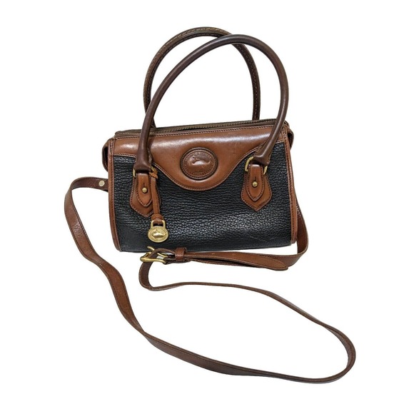 Dooney & Bourke Vintage Mini Satchel Crossbody Leather Purse Bag Black Brown